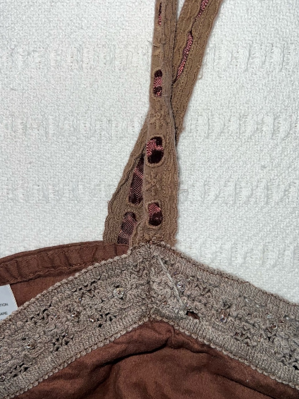 No Boundaries Y2K Babydoll Forest Fairy Top Womens M Brown Sequin Cotton - Picture 5 of 10